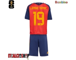 Spagna Lamine Yamal #19 Prima Maglia Bambino Mondiali 2026 Manica Corta (+ Pantaloni corti)